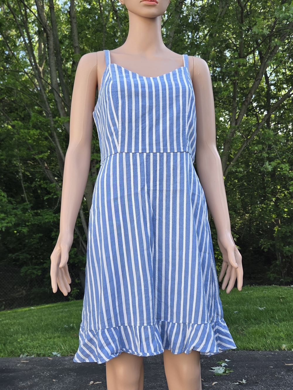 Old Navy Blue and White Striped Spaghetti Strap Mini Dress